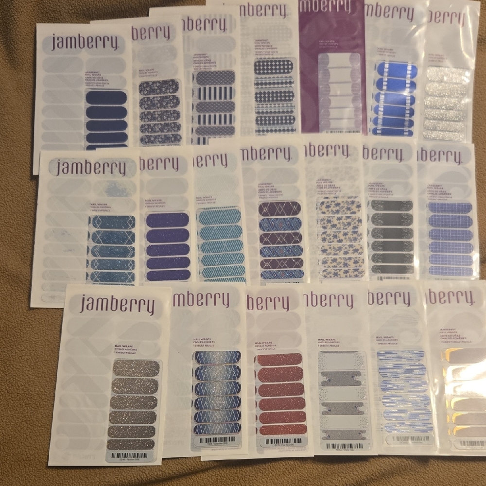 Jamberry Nail Wraps in Blue, Purple, and Silver
